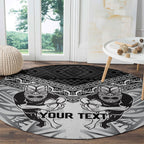 Custom Rugby New Zealand Black Fern Round Carpet Niho Taniwha Inspired