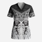 Custom Rugby New Zealand Black Fern Scrub Top Niho Taniwha Inspired