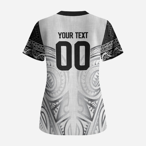 Custom Rugby New Zealand Black Fern Scrub Top Niho Taniwha Inspired