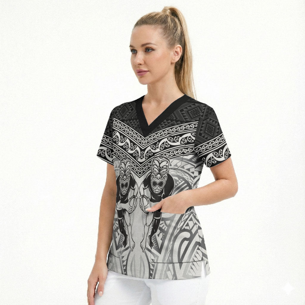 Custom Rugby New Zealand Black Fern Scrub Top Niho Taniwha Inspired