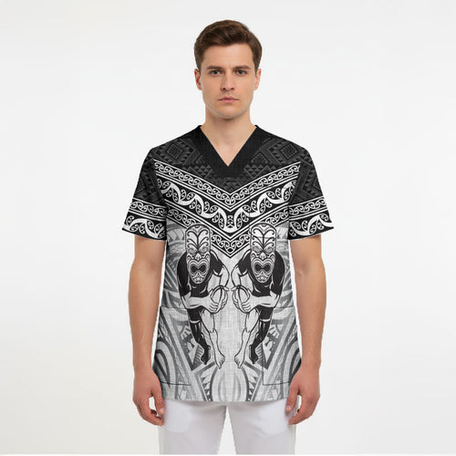 Custom Rugby New Zealand Black Fern Scrub Top Niho Taniwha Inspired