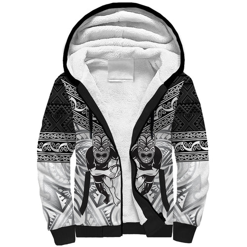 Custom Rugby New Zealand Black Fern Sherpa Hoodie Niho Taniwha Inspired
