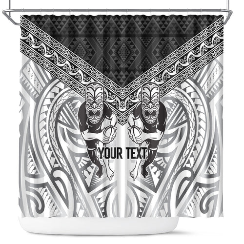 Custom Rugby New Zealand Black Fern Shower Curtain Niho Taniwha Inspired