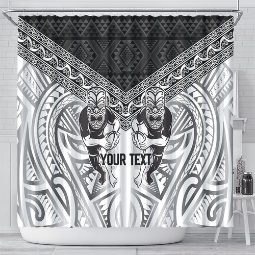 Custom Rugby New Zealand Black Fern Shower Curtain Niho Taniwha Inspired
