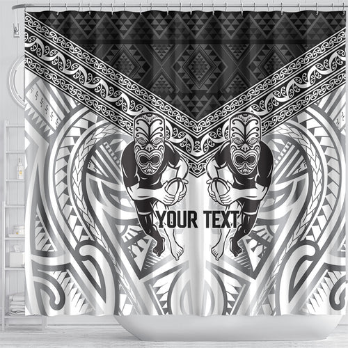 Custom Rugby New Zealand Black Fern Shower Curtain Niho Taniwha Inspired