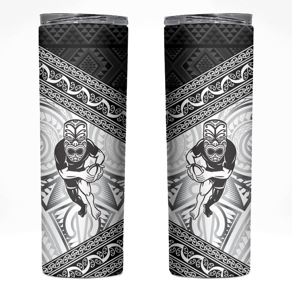 Custom Rugby New Zealand Black Fern Skinny Tumbler Niho Taniwha Inspired