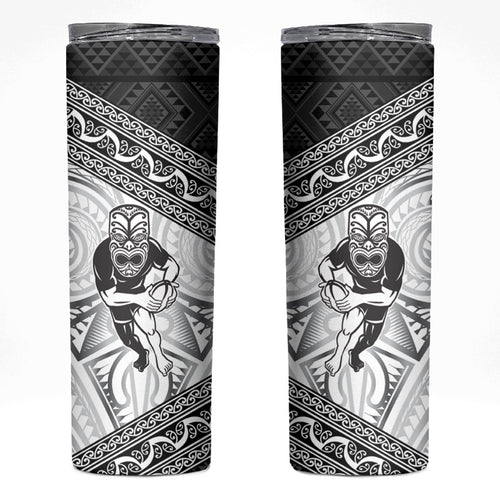 Custom Rugby New Zealand Black Fern Skinny Tumbler Niho Taniwha Inspired