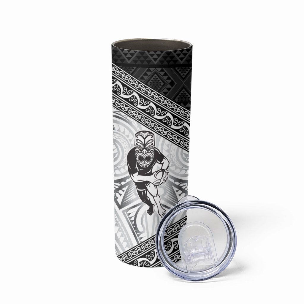Custom Rugby New Zealand Black Fern Skinny Tumbler Niho Taniwha Inspired