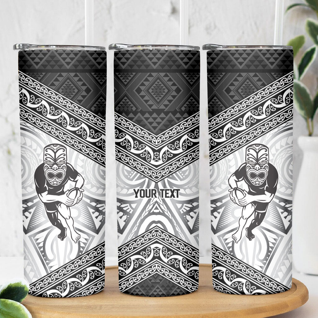 Custom Rugby New Zealand Black Fern Skinny Tumbler Niho Taniwha Inspired