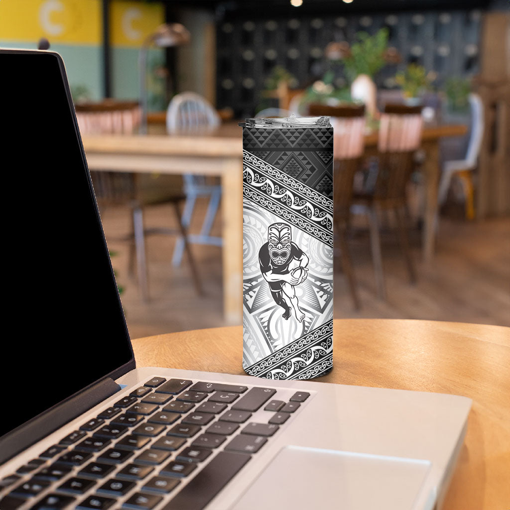 Custom Rugby New Zealand Black Fern Skinny Tumbler Niho Taniwha Inspired