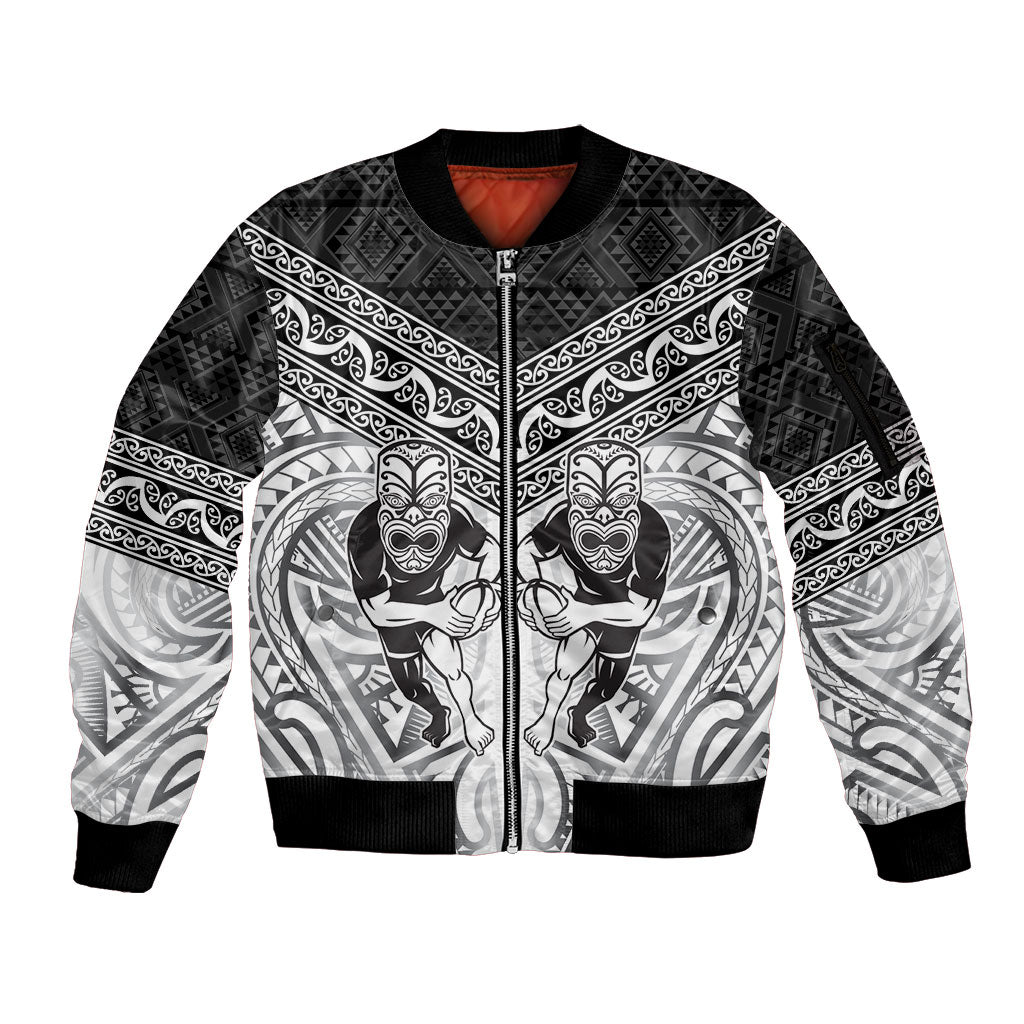 Custom Rugby New Zealand Black Fern Sleeve Zip Bomber Jacket Niho Taniwha Inspired