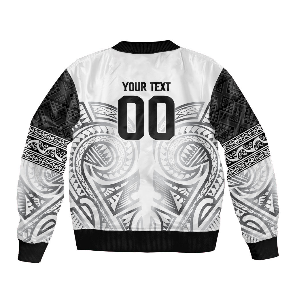 Custom Rugby New Zealand Black Fern Sleeve Zip Bomber Jacket Niho Taniwha Inspired