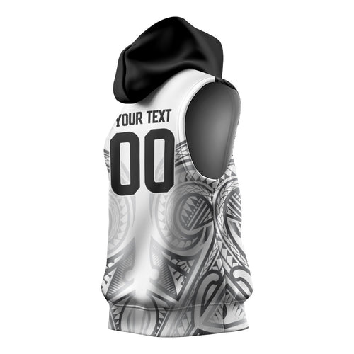 Custom Rugby New Zealand Black Fern Sleeveless Hoodie Niho Taniwha Inspired