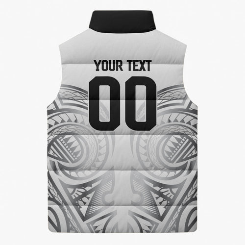 Custom Rugby New Zealand Black Fern Sleeveless Puffer Jacket Niho Taniwha Inspired