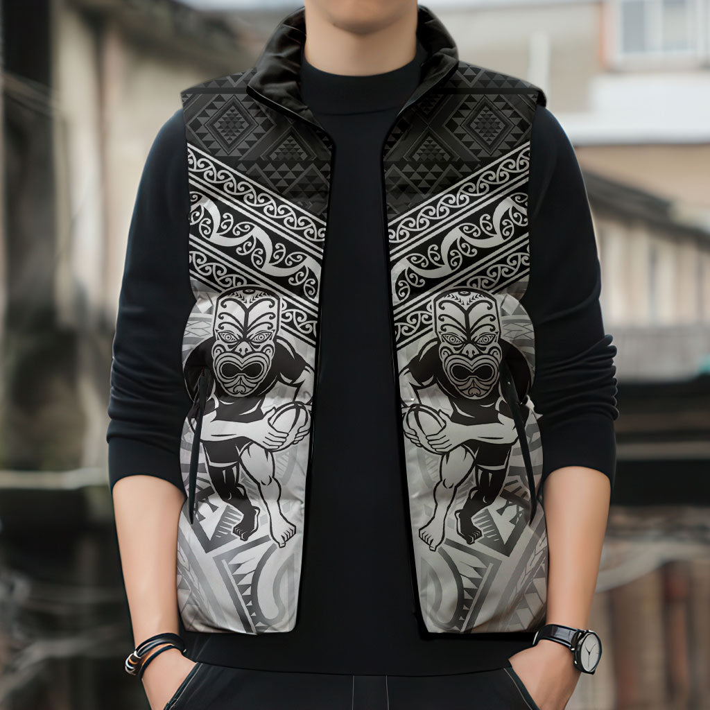 Custom Rugby New Zealand Black Fern Sleeveless Puffer Jacket Niho Taniwha Inspired