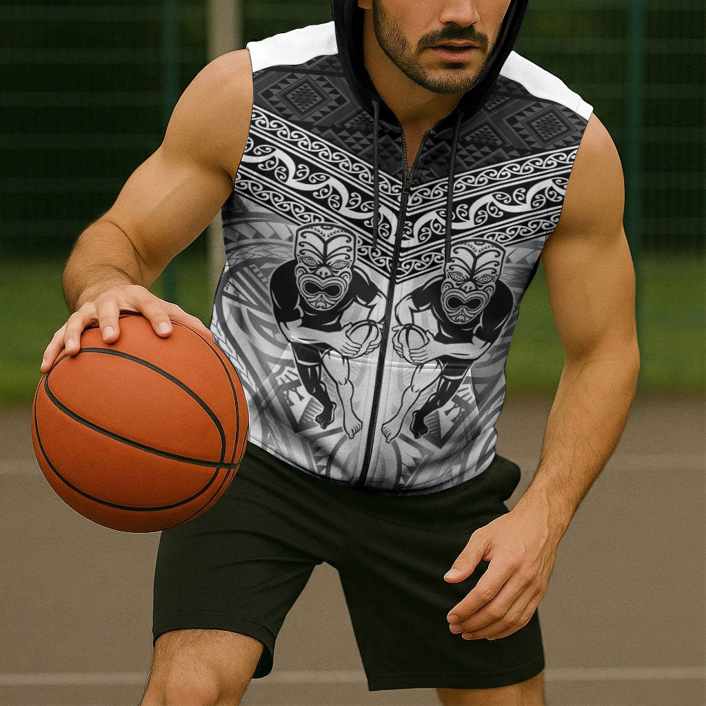 Custom Rugby New Zealand Black Fern Sleeveless Zip Hoodie Niho Taniwha Inspired