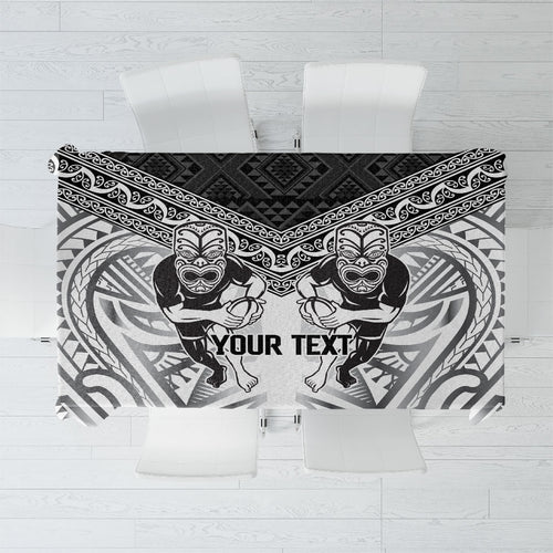 Custom Rugby New Zealand Black Fern Tablecloth Niho Taniwha Inspired