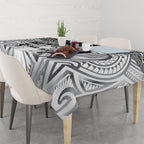Custom Rugby New Zealand Black Fern Tablecloth Niho Taniwha Inspired