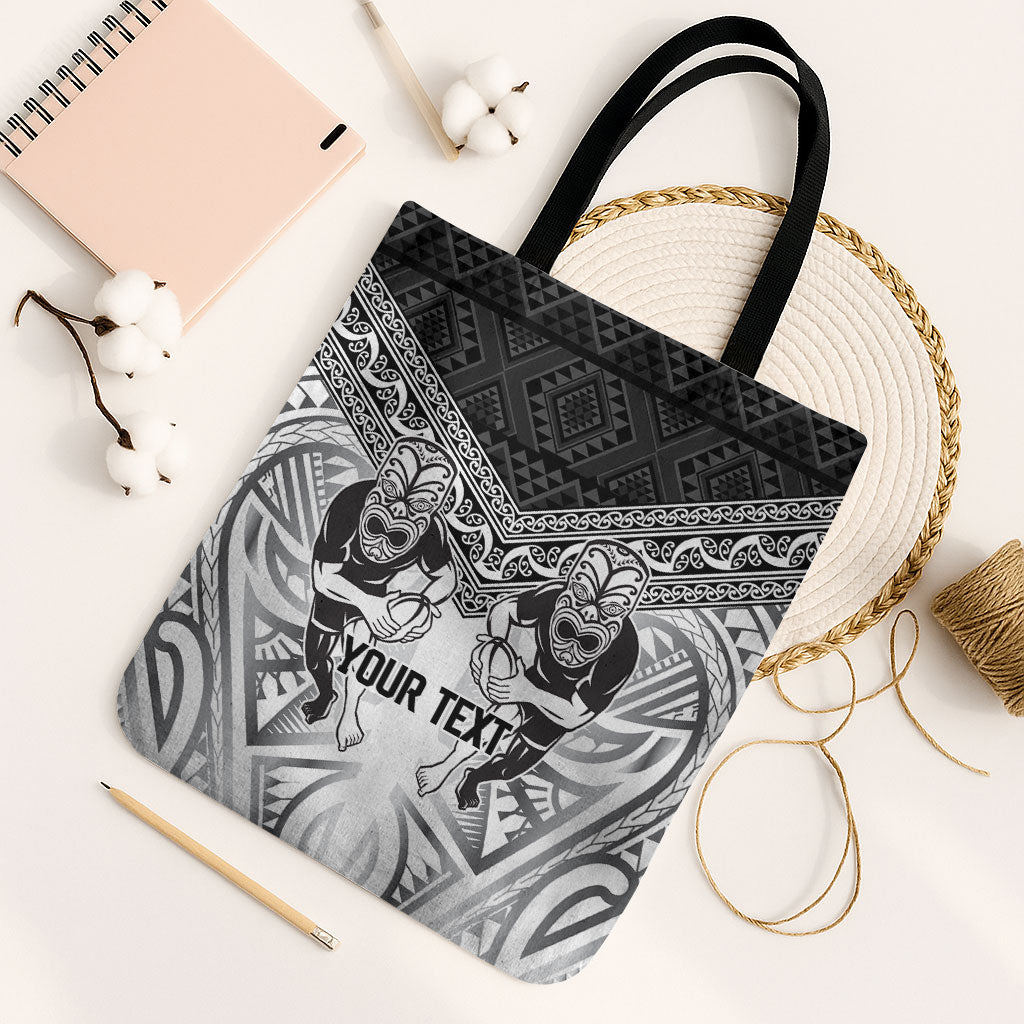 Custom Rugby New Zealand Black Fern Tote Bag Niho Taniwha Inspired