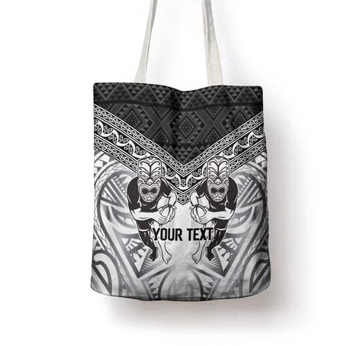 Custom Rugby New Zealand Black Fern Tote Bag Niho Taniwha Inspired