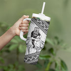 Custom Rugby New Zealand Black Fern Tumbler With Handle Niho Taniwha Inspired