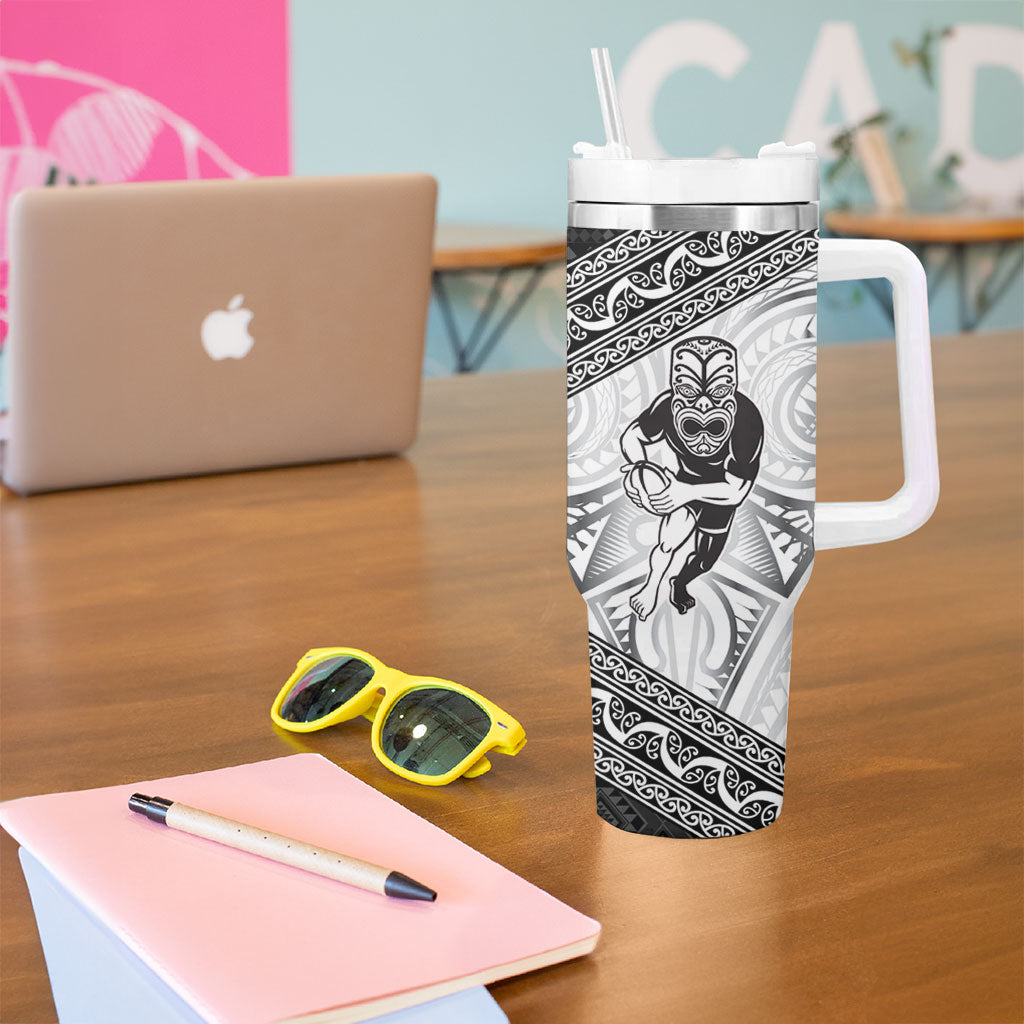 Custom Rugby New Zealand Black Fern Tumbler With Handle Niho Taniwha Inspired