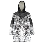 Custom Rugby New Zealand Black Fern Wearable Blanket Hoodie Niho Taniwha Inspired