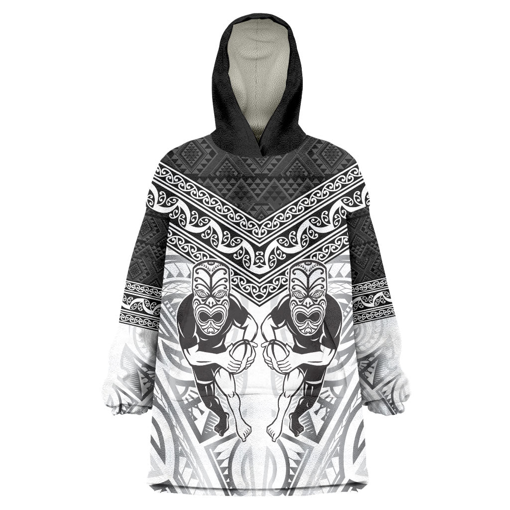 Custom Rugby New Zealand Black Fern Wearable Blanket Hoodie Niho Taniwha Inspired
