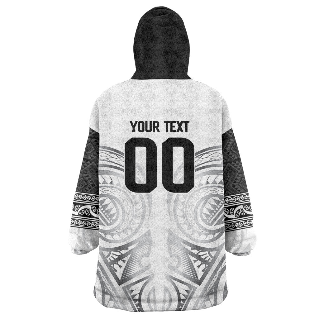 Custom Rugby New Zealand Black Fern Wearable Blanket Hoodie Niho Taniwha Inspired