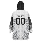 Custom Rugby New Zealand Black Fern Wearable Blanket Hoodie Niho Taniwha Inspired