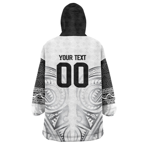 Custom Rugby New Zealand Black Fern Wearable Blanket Hoodie Niho Taniwha Inspired