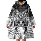Custom Rugby New Zealand Black Fern Wearable Blanket Hoodie Niho Taniwha Inspired