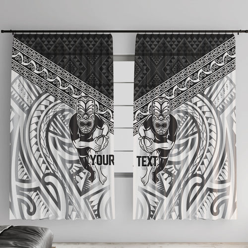 Custom Rugby New Zealand Black Fern Window Curtain Niho Taniwha Inspired