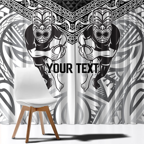 Custom Rugby New Zealand Black Fern Window Curtain Niho Taniwha Inspired