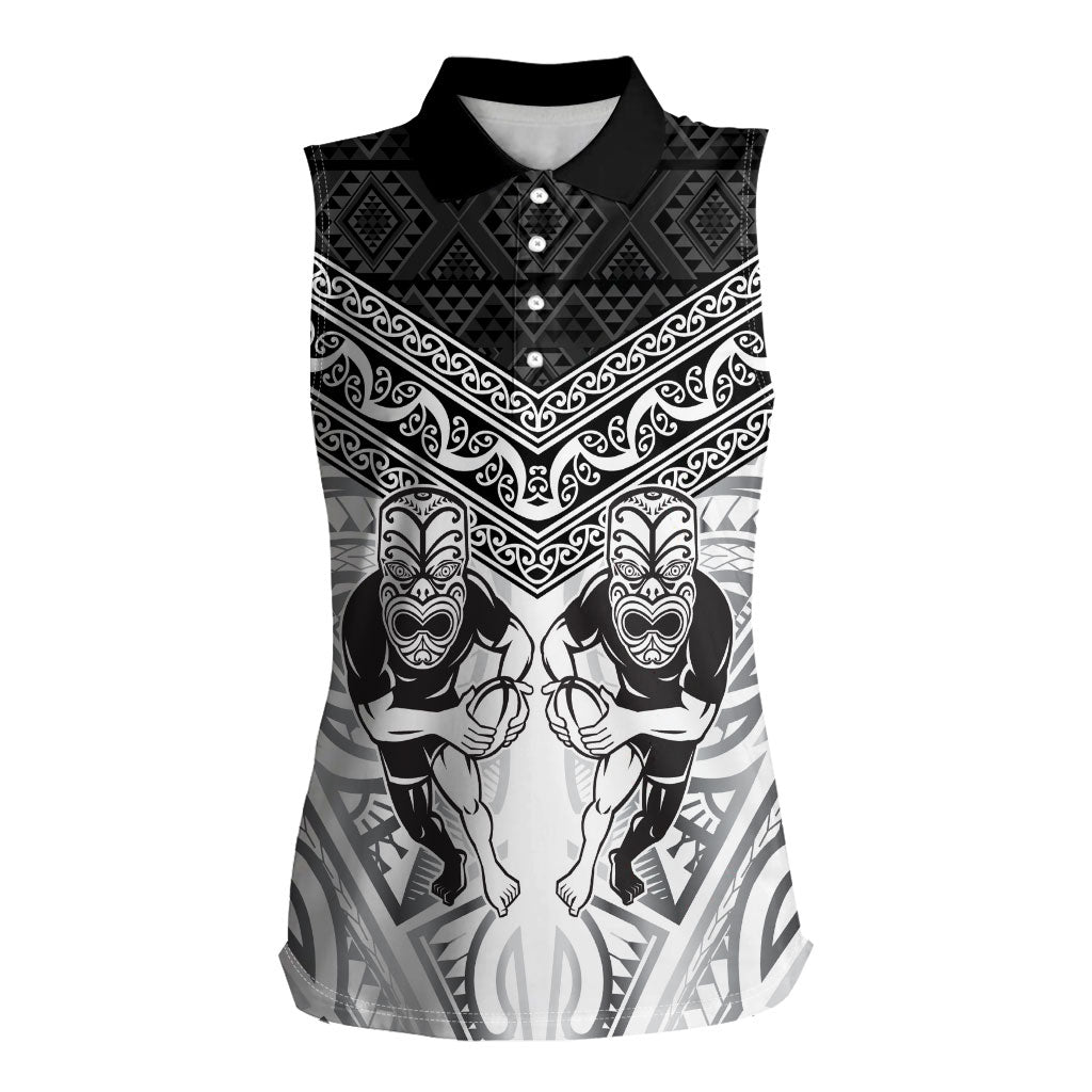 Custom Rugby New Zealand Black Fern Women Sleeveless Polo Shirt Niho Taniwha Inspired