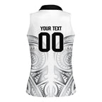 Custom Rugby New Zealand Black Fern Women Sleeveless Polo Shirt Niho Taniwha Inspired