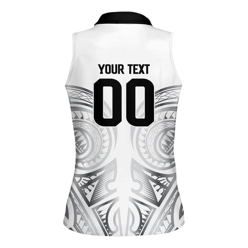 Custom Rugby New Zealand Black Fern Women Sleeveless Polo Shirt Niho Taniwha Inspired