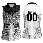 Custom Rugby New Zealand Black Fern Women Sleeveless Polo Shirt Niho Taniwha Inspired