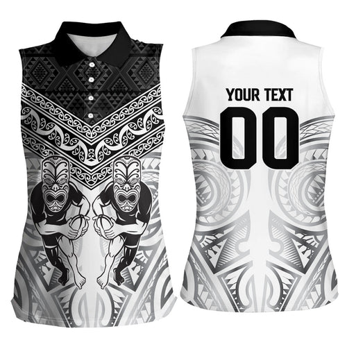 Custom Rugby New Zealand Black Fern Women Sleeveless Polo Shirt Niho Taniwha Inspired