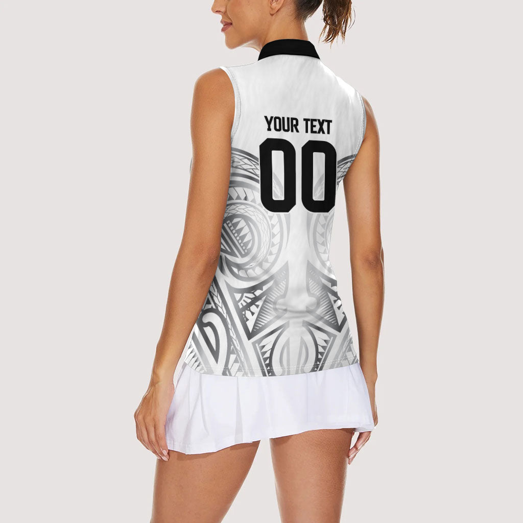 Custom Rugby New Zealand Black Fern Women Sleeveless Polo Shirt Niho Taniwha Inspired