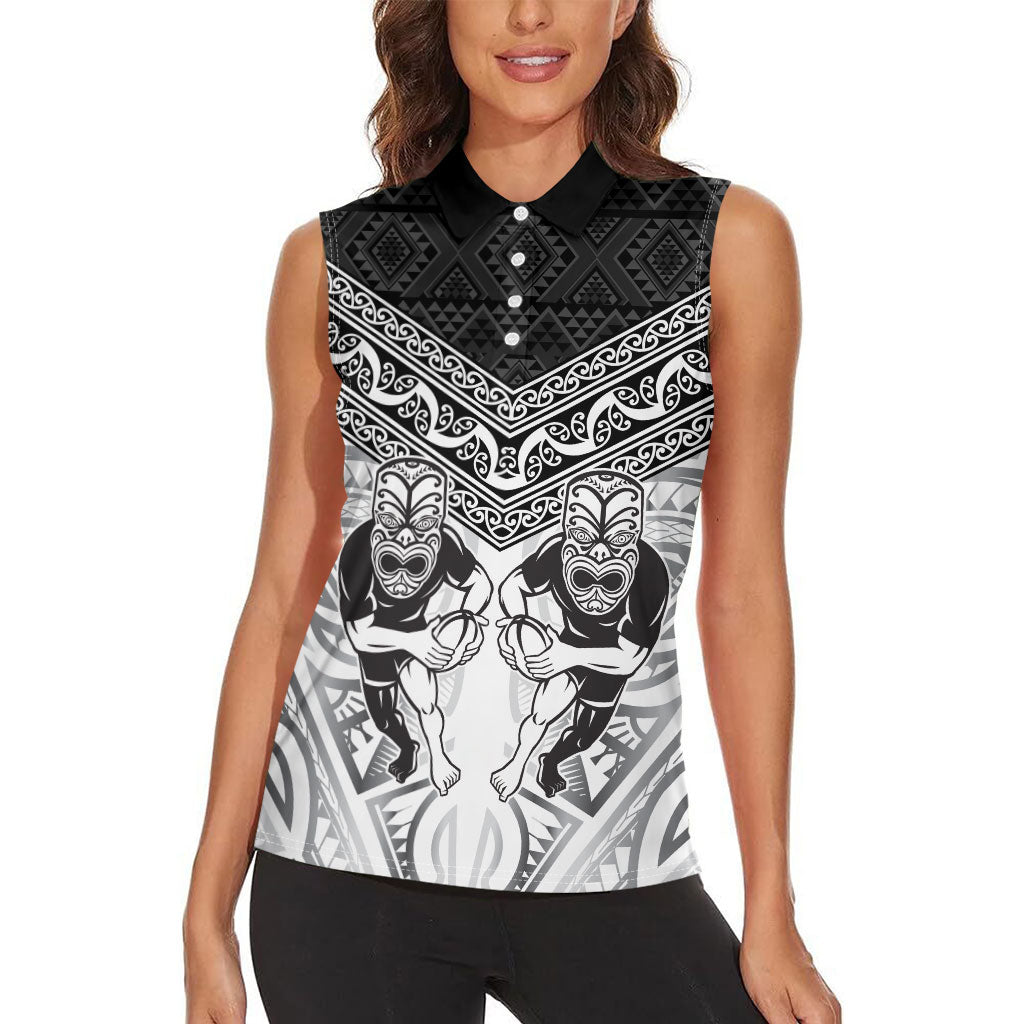 Custom Rugby New Zealand Black Fern Women Sleeveless Polo Shirt Niho Taniwha Inspired