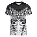 Custom Rugby New Zealand Black Fern Women V-Neck T-Shirt Niho Taniwha Inspired