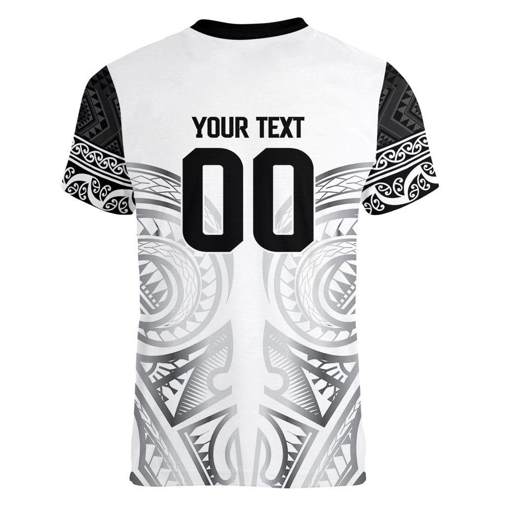 Custom Rugby New Zealand Black Fern Women V-Neck T-Shirt Niho Taniwha Inspired