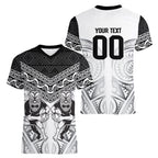 Custom Rugby New Zealand Black Fern Women V-Neck T-Shirt Niho Taniwha Inspired