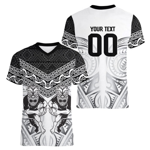Custom Rugby New Zealand Black Fern Women V-Neck T-Shirt Niho Taniwha Inspired