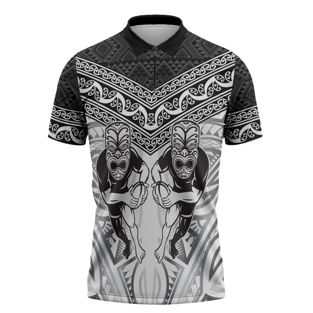 Custom Rugby New Zealand Black Fern Zipper Polo Shirt Niho Taniwha Inspired