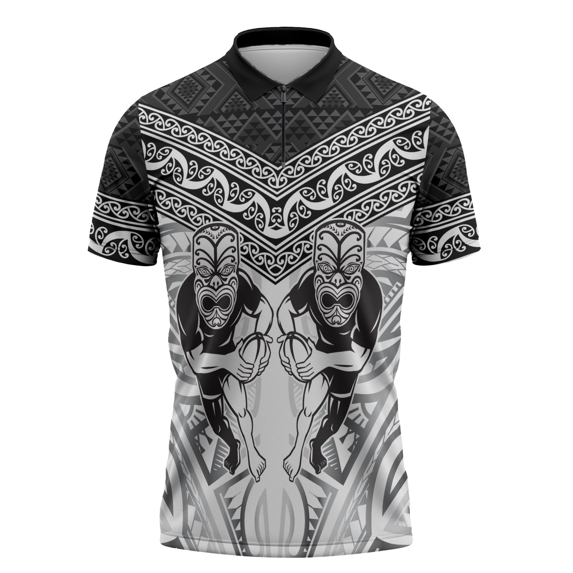 Custom Rugby New Zealand Black Fern Zipper Polo Shirt Niho Taniwha Inspired