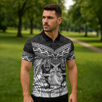 Custom Rugby New Zealand Black Fern Zipper Polo Shirt Niho Taniwha Inspired