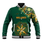 Australia Rugby National Heritage Custom Baseball Jacket Indigenous Aboriginal Dot Art