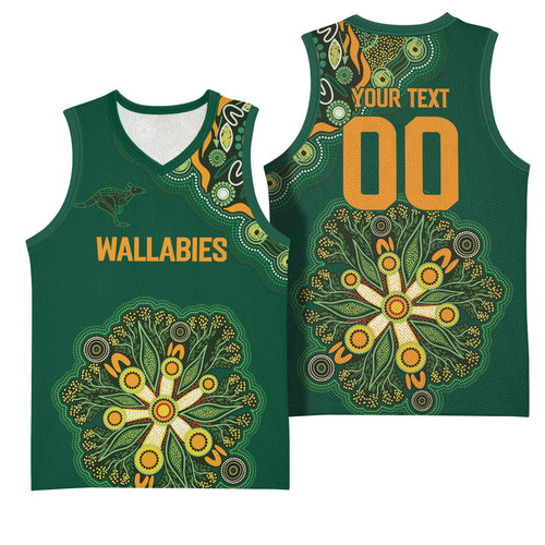 Australia Rugby National Heritage Custom Basketball Jersey Indigenous Aboriginal Dot Art